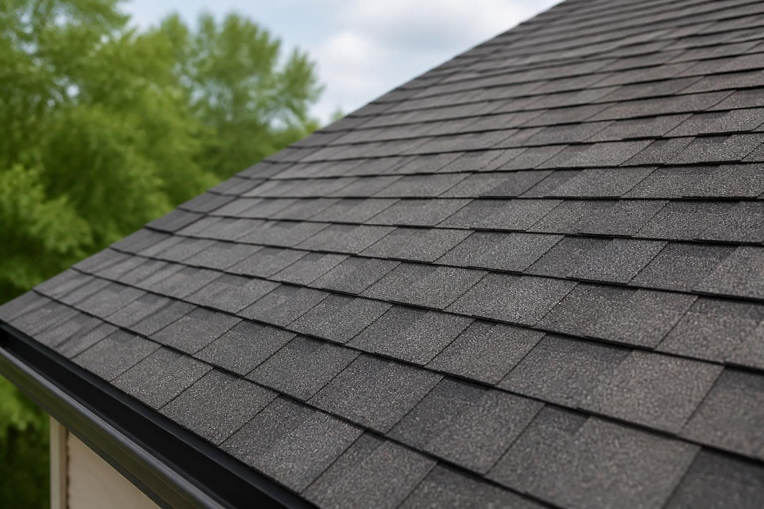 Repaired roof section with seamless matching materials.